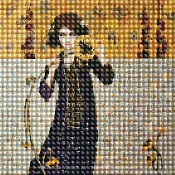 Фото Идейка Алмазная мозаика Девушка с подсолнухом (AMO7383)