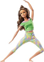 Фото Mattel Барби Made To Move Doll Wearing Green Dye Pants Long Wavy Brunette Hair (GXF05)