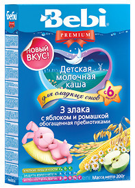 Фото Bebi Premium Каша молочная 3 злака с яблоком и ромашкой 200 г