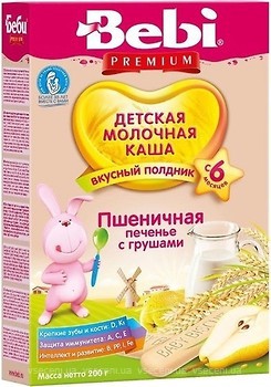 Фото Bebi Premium Каша молочная Пшеничная с печеньем и грушами 200 г