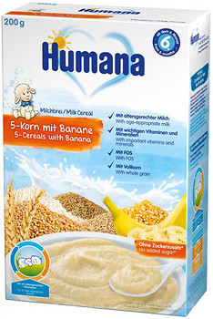 Фото Humana Каша молочная 5 злаков с бананом 200 г