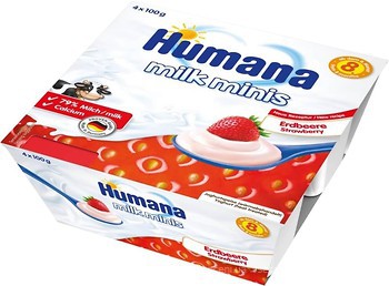 Фото Humana Йогурт Milk minis клубника 4x100 г