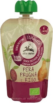 Фото Alce Nero пюре груша, слива, рис 100 г