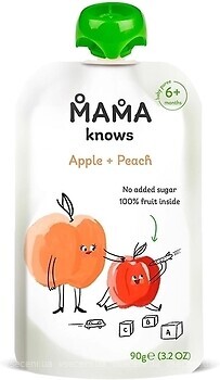Фото Mama knows Пюре яблоко-персик без сахара 90 г