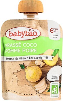 Фото Babybio пюре из кокосового молока с яблоком и грушей 85 г