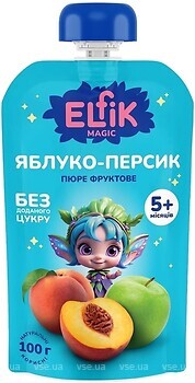 Фото Elfik Magic пюре Яблоко и персик без сахара 100 г