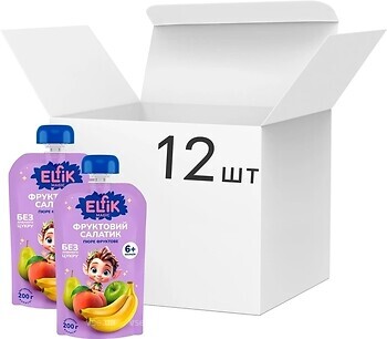 Фото Elfik Magic пюре Фруктовый салатик из яблок, груш, персиков и бананов 12x 200 г