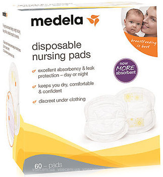 Фото Medela Одноразовые вкладыши в бюстгалтер Disposable Nursing Pads 60 шт. (008.0323)