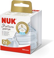 Фото NUK Соска Nature Sense силиконовая отверстие L, 2 шт. (размер 2)