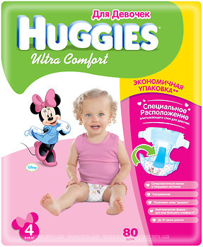 Фото Huggies Ultra Comfort 4 для девочек (80 шт)