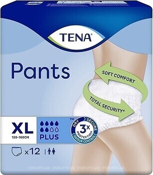 Фото Tena Подгузники-трусы для взрослых Pants Plus XLarge (120-160 см) 12 шт