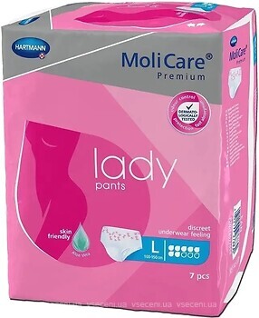 Фото MoliCare Подгузники-трусы Premium Lady Pants L (100-150 см) 7 капель 7 шт