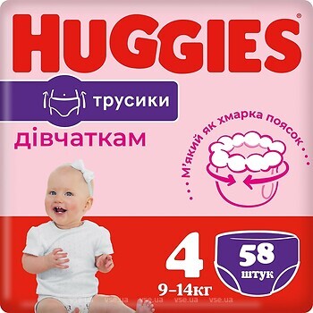 Фото Huggies Pants 4 для девочек (58 шт)