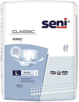 Фото Seni Подгузники для взрослых Classic Large (100-150 см) 10 шт