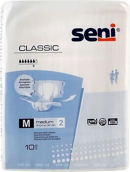 Фото Seni Подгузники для взрослых Classic Medium (75-110 см) 10 шт