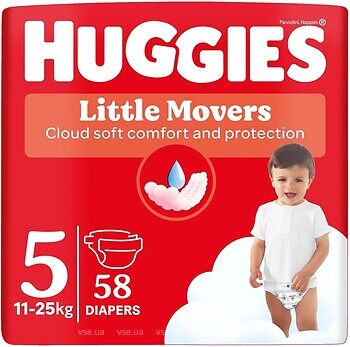Фото Huggies Little Movers 5 (11-25 кг) 58 шт