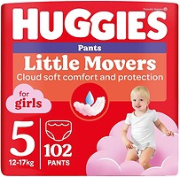 Фото Huggies Little Movers Pants 5 для девочек (12-17 кг) 102 шт