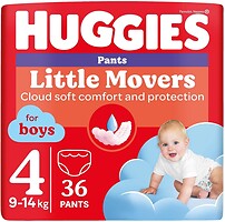 Фото Huggies Little Movers Pants 4 для мальчиков (9-14 кг) 36 шт