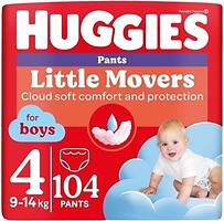 Фото Huggies Little Movers Pants 4 для мальчиков (9-14 кг) 104 шт