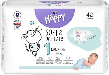 Фото Bella Happy Soft & Delicate Newborn 1 (2-5 кг) 42 шт