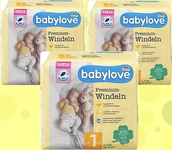 Фото Babylove Premium 1 (2-5 кг) 3x 28 шт