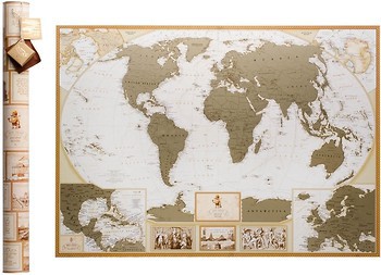 Фото My Map Скретч-карта мира Antique edition English в тубусе