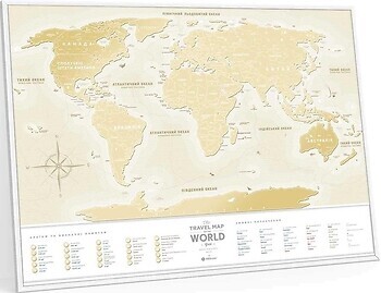 Фото 1dea.me Скретч-карта мира Travel Map Gold World Ukr в раме (GWUAF)