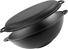 Фото Brizoll Wok 280x100 мм с чугунной крышкой-сковородкой (W28-2)