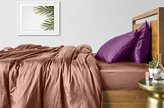 Фото Cosas Сатин двуспальный Евро бежевый фиолетовый