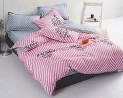 Фото Комфорт текстиль Престиж розовый двуспальный на резинке