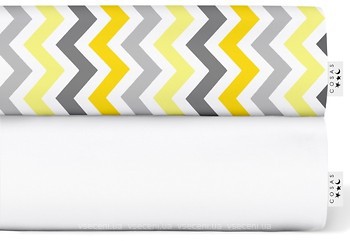 Фото Cosas Набор простыней на резинке White/Zigzag Yellow Grey 60x120