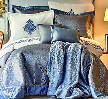 Фото Karaca Home Queen Safir двуспальный Евро с покрывалом 260x270 + плед 200x240