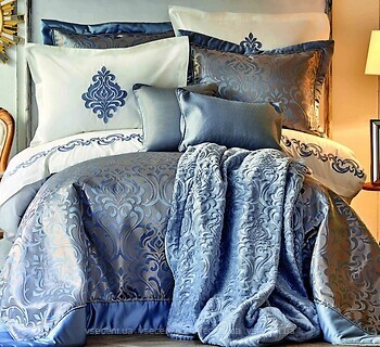 Фото Karaca Home Queen Safir двуспальный Евро с покрывалом 260x270 + плед 200x240