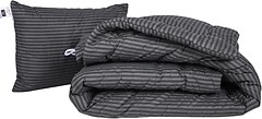 Фото MirSon набор 1057 Color Fun Line 17-0611 Stripe Black EcoSilk зимний 172x205 + подушка