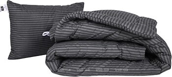 Фото MirSon набор 1057 Color Fun Line 17-0611 Stripe Black EcoSilk зимний 172x205 + подушка