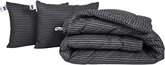 Фото MirSon набор 1058 Color Fun Line 17-0611 Stripe Black EcoSilk зимний 172x205 + 2 подушки