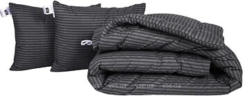 Фото MirSon набор 1058 Color Fun Line 17-0611 Stripe Black EcoSilk зимний 172x205 + 2 подушки