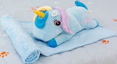 Фото MirSon 1068 Плед и подушка Unicorn With Blue Mane 100x160