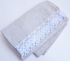 Фото ЛинТекс полотенце лен-хлопок с кружевом 50x70 серое