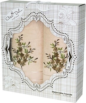 Фото Gulcan набор полотенец Cotton Malina 50x90, 70x140 бежевый