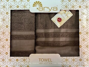 Фото Arya набор полотенец Hera 50x90, 70x140 коричневый