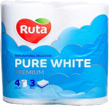 Фото Ruta Туалетная бумага Pure White 3-слойная 4 шт