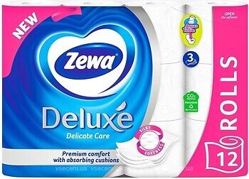 Фото Zewa Туалетная бумага Deluxe Delicate Care 3-слойная 12 шт