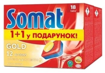 Фото Somat Таблетки для посудомоечных машин Gold Duo 2x18 шт