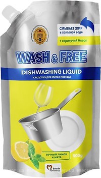 Фото Wash&Free Средство для мытья посуды Лимон и мята 500 г