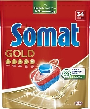 Фото Somat таблетки для посудомоечных машин Gold 34 шт