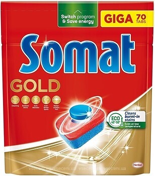 Фото Somat таблетки для посудомоечных машин Gold 70 шт