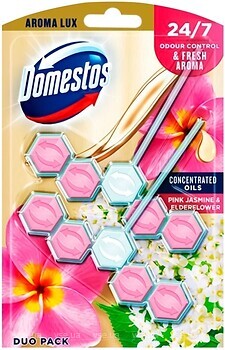 Фото Domestos туалетный блок Aroma Lux Свежесть розового жасмина и цветов бузины 2x 55 г