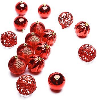 Фото ColorWay набор шаров Merry Christmas mix Red 8 см, 16 шт (CW-MCB816RED)