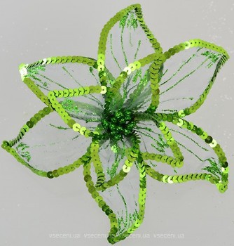 Фото Yes!Fun (Новогодько) фигурка Пуансеттия Роскошь с клипом, зеленая 23 см (750302)